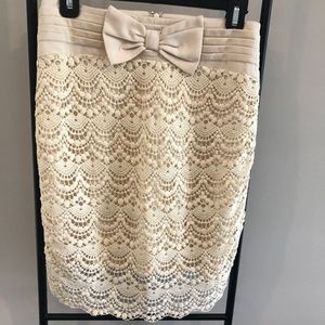 Ya Brand Cream Lace Skirt with Bow Detail